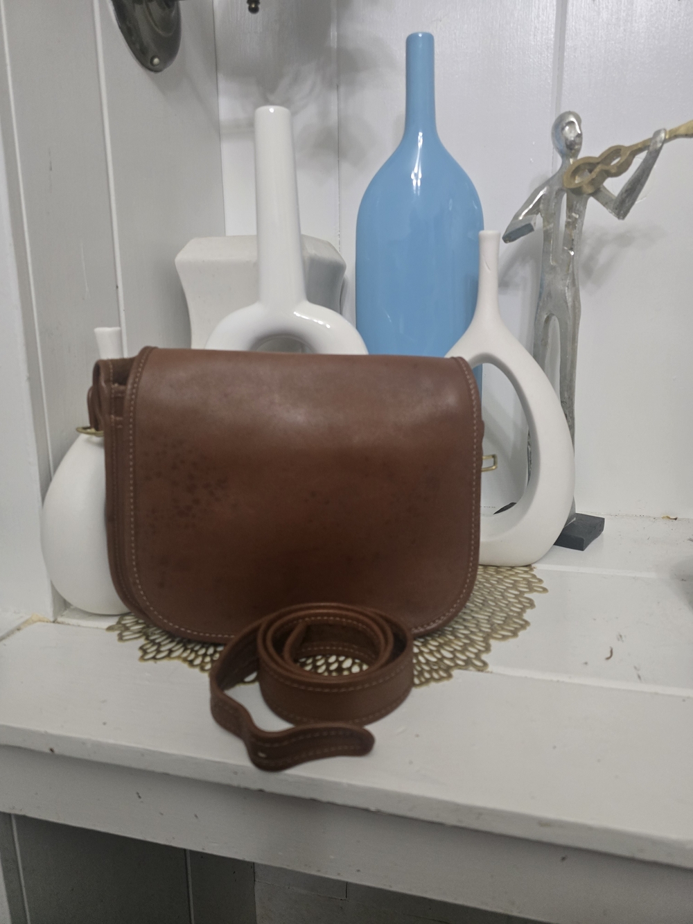Classic Brown Leather Crossbody Bag - Women